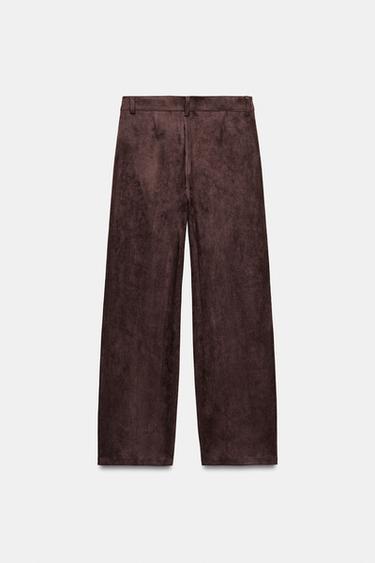 FAUX SUEDE TROUSERS - Chocolate brown by Zara - Image 5
