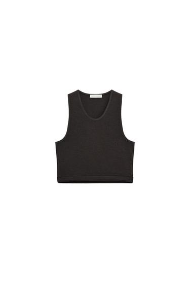 SLEEVELESS CROP TOP - Charcoal grey by Zara