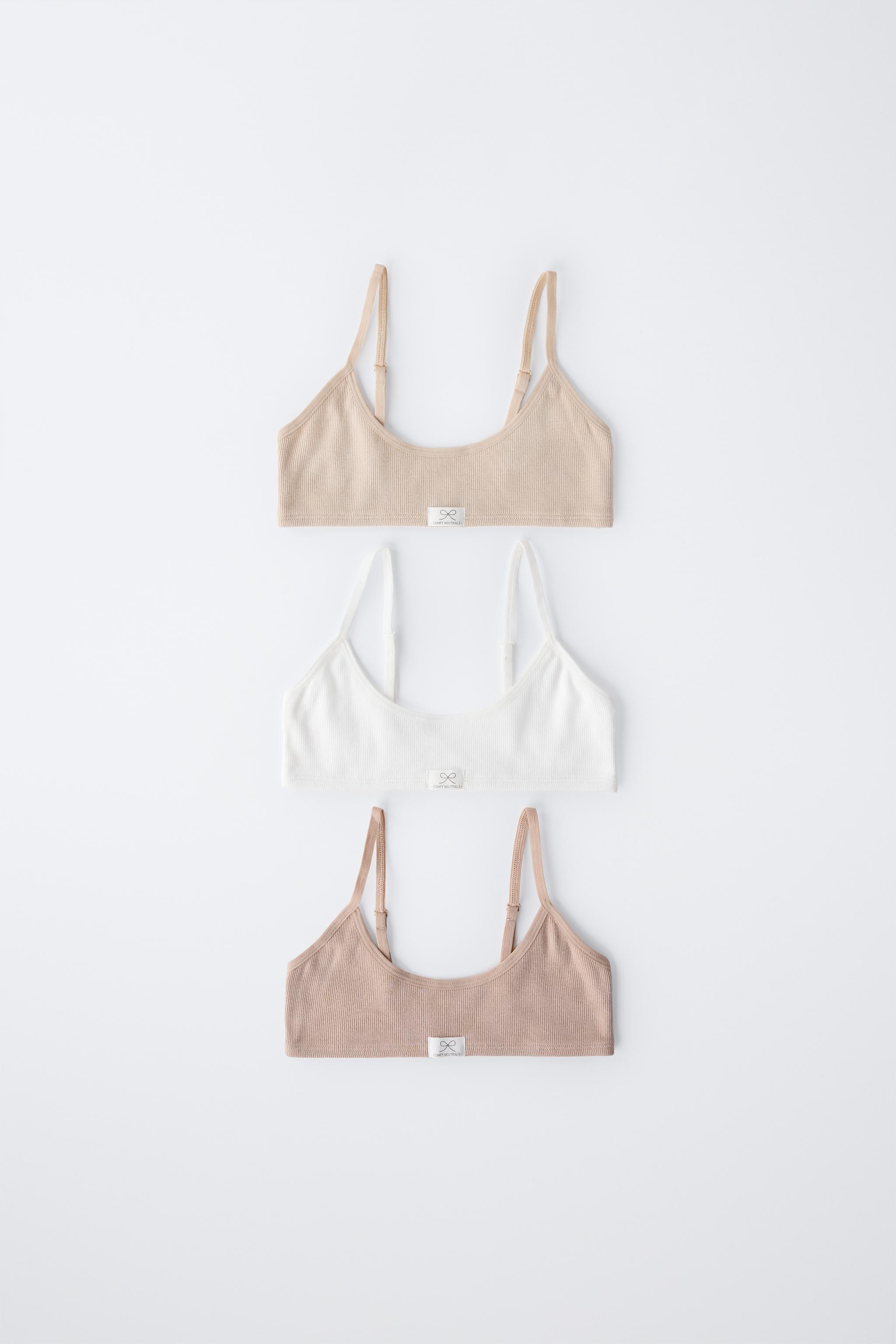 6-14 YEARS/ THREE-PACK OF RIBBED LABEL BRALETTES