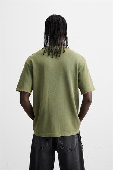 WASHED PRINT KNIT T-SHIRT - Green by Zara - Image 2