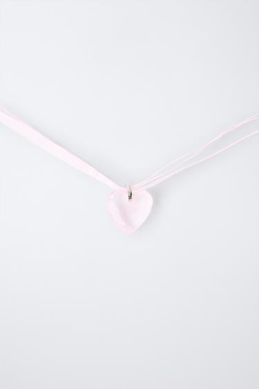 COLLIER LACET ORGANZA CŒUR - Rose de Zara - Image 2