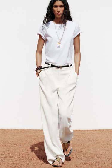 ÁO PHÔNG CỘC TAY VẢI BẠC MÀU - Màu trắng từ Zara