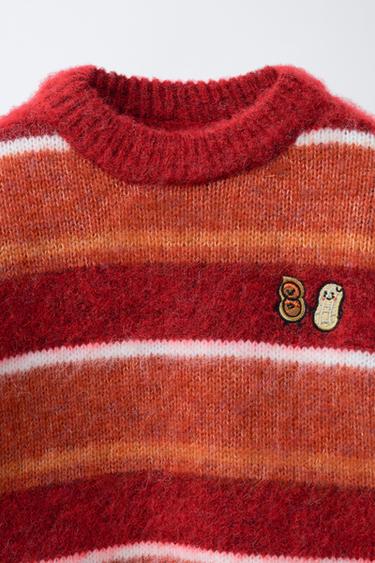 STRIPED EMBROIDERED KNIT JUMPER - Intense red by Zara - Image 2