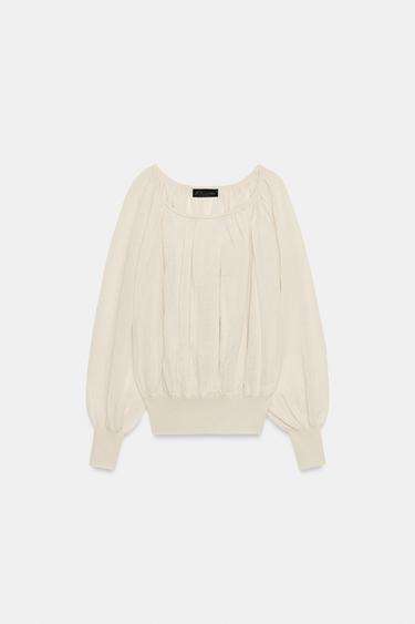 BLOUSE EN MAILLE À COL BATEAU - Sable de Zara - Image 3