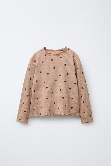 Zara SOFT TOUCH POLKA DOT T-SHIRT - Sand - Image 0