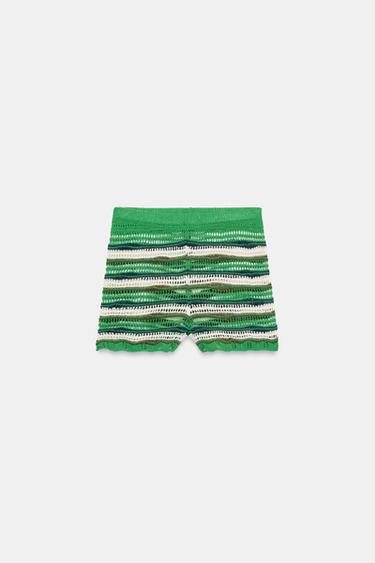 STRIPED TEXTURED KNIT SHORTS - Multicoloured by Zara - Image 6