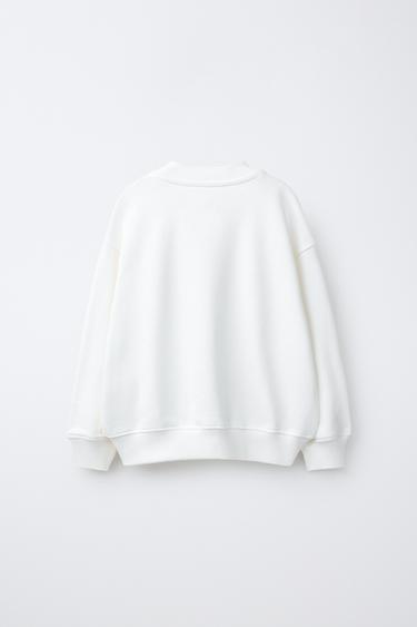 SWEATSHIRT WITH TEXT PATCHES - Ecru by Zara - Image 1