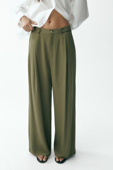 Zara WIDE LEG PANTS - Khaki
