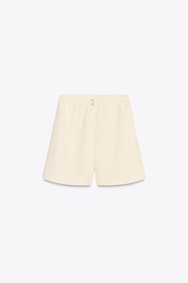 ZW COLLECTION FLOWING BERMUDA SHORTS - Ecru by Zara - Image 1