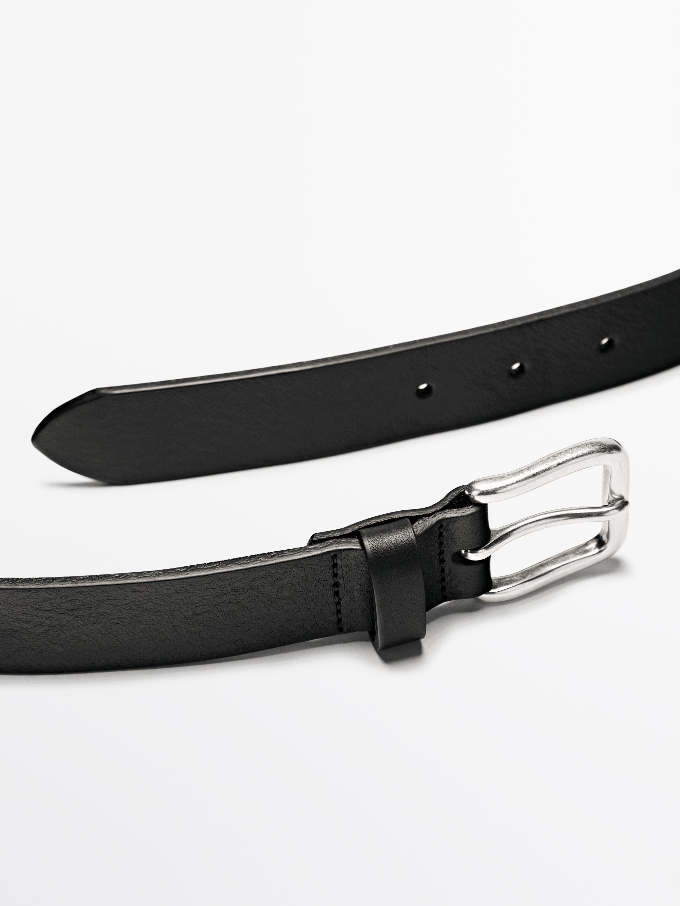 Ceinture boucle carrée en cuir nappa