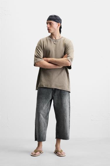 RELAXED FIT DENIM BERMUDA SHORTS - Charcoal by Zara