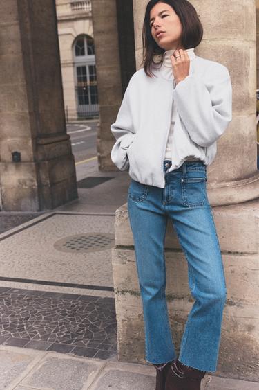 JEANS Z1975 MINI FLARE E CINTURA ALTA - Azul-médio da Zara