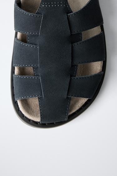 RIEMCHENSANDALE AUS LEDER - Marineblau von Zara