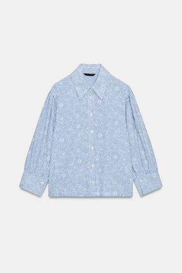 STRIPED FLORAL PRINT SHIRT - Blue/White by Zara - Image 5
