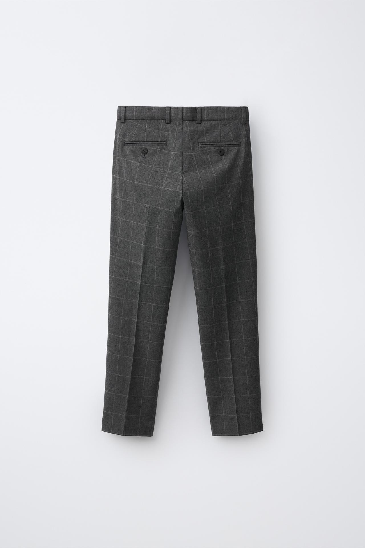 TEXTURED SOLID SUIT PANTS — Gray