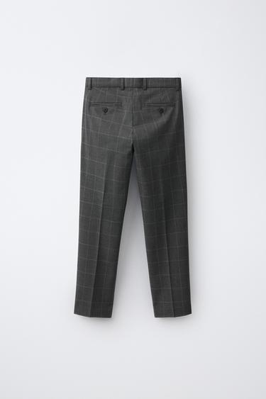 TEXTURED SOLID SUIT PANTS — Gray 2