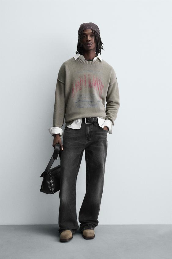 WASHED PRINTED SWEATER