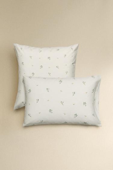 Zara LEAF PRINT PILLOWCASE - Sea green - Image 0