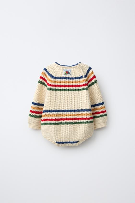 BODY EN MAILLE RAYÉ EN LAINE FRUIT OF THE LOOM™ - Écru de Zara - Image 1