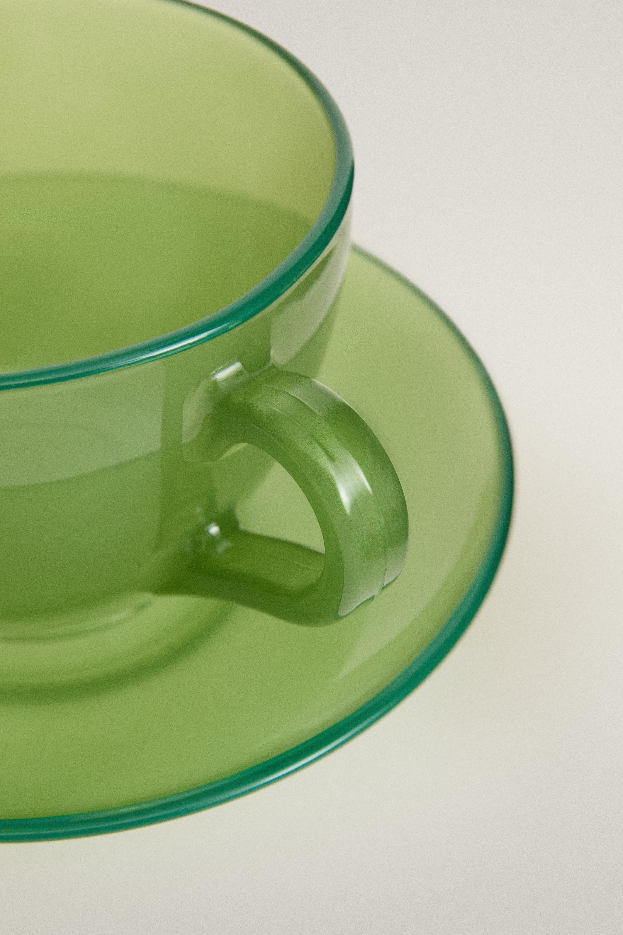 GLASS COFFEE CUP WITH SAUCER