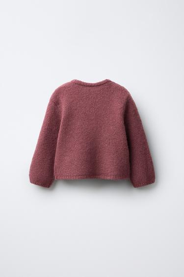 GILET EN MAILLE AVEC NŒUD EN SATIN - Rose de Zara - Image 1