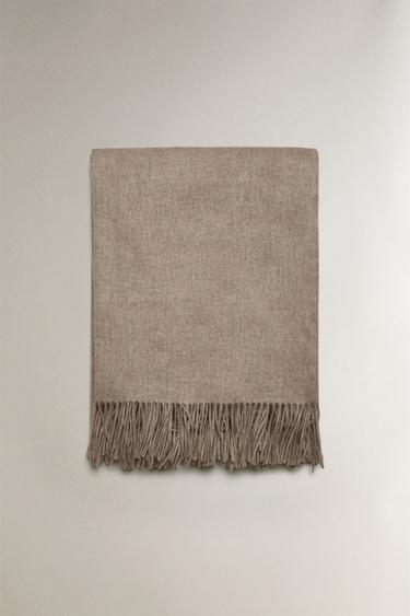 WOOL AND CASHMERE BLEND THROW - Beige by Zara - Image 3