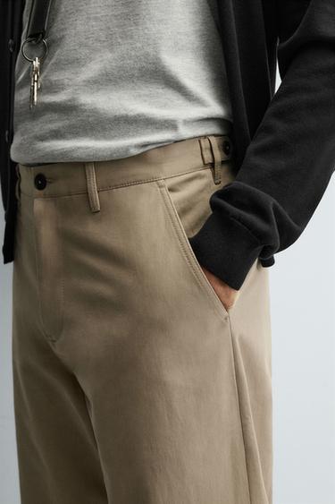 STRAIGHT-LEG CHINO TROUSERS - Beige by Zara - Image 4