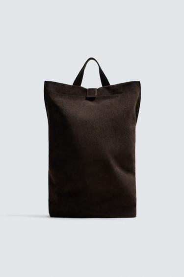 LEATHER TOTE BAG - Brown by Zara - Image 0