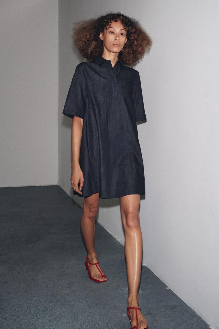 ZW COLLECTION DENIM MINI DRESS Blue ZARA India