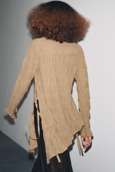 GATHERED KNIT TOP - Mink by Zara - Image 4