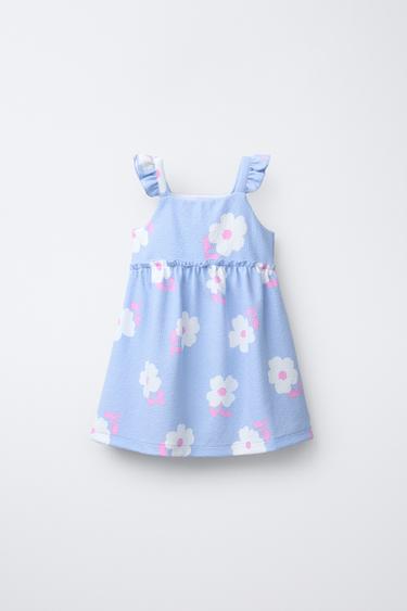 PRINTED TEXTURED DRESS - Light blue by Zara