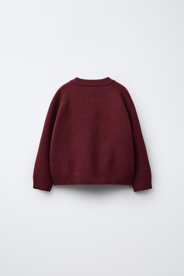 KNIT BOMBER WITH BOWS - Burgundy by Zara - Image 1
