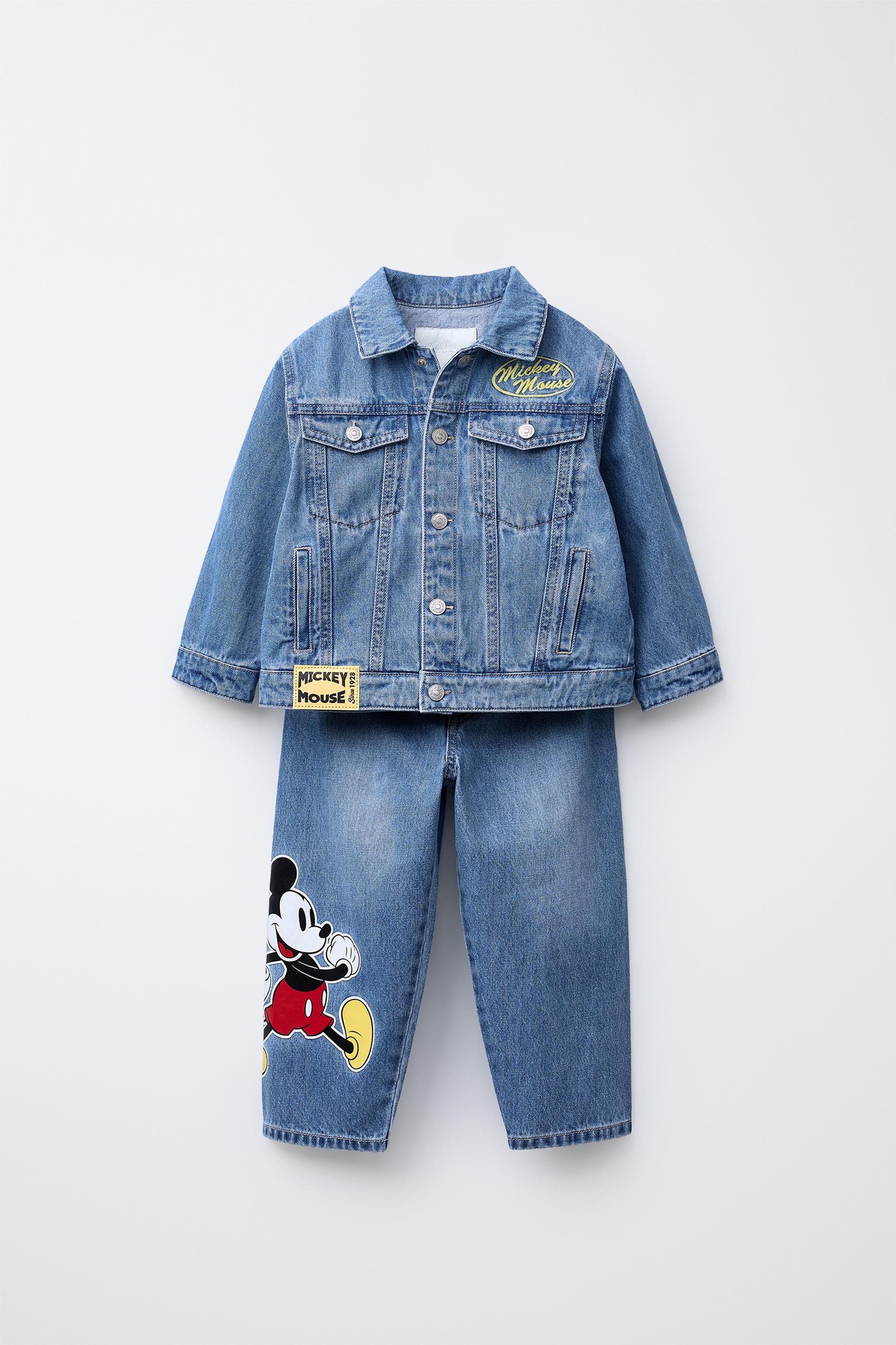 Mickey & Co. カラフルデニムジャケット 3MODE SISTERMickey Mouse graphic paint graffiti denim jacket