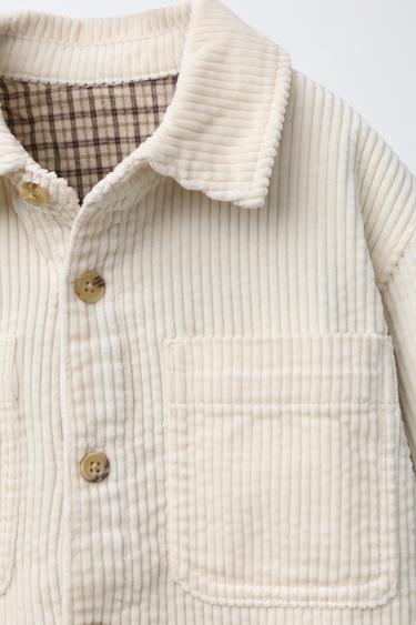 CORDUROY OVERSHIRT WITH CHECKED INTERIOR - Ecru by Zara - Image 2