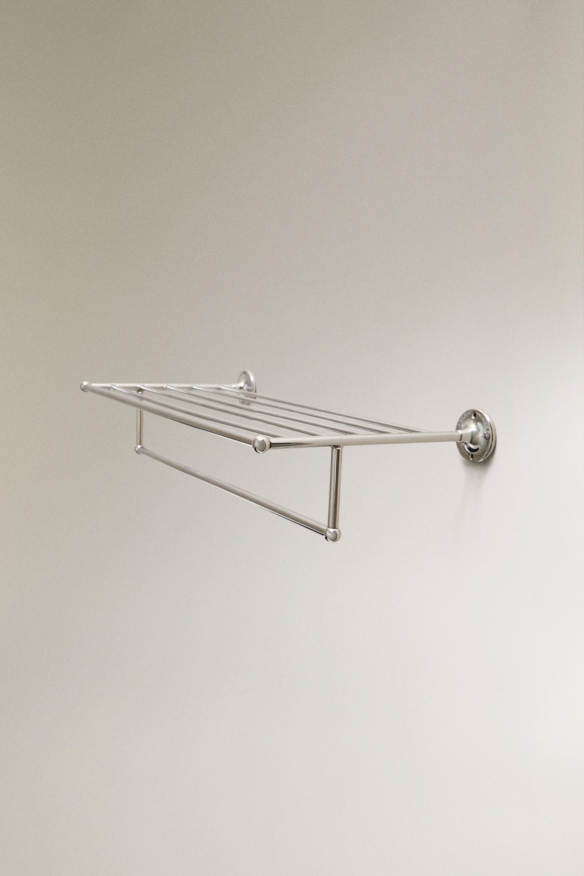 ÉTAGÈRE DE SALLE DE BAIN MÉTAL ARGENT