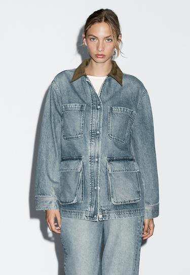 Zara Denim jacket with pockets - Aquamarine