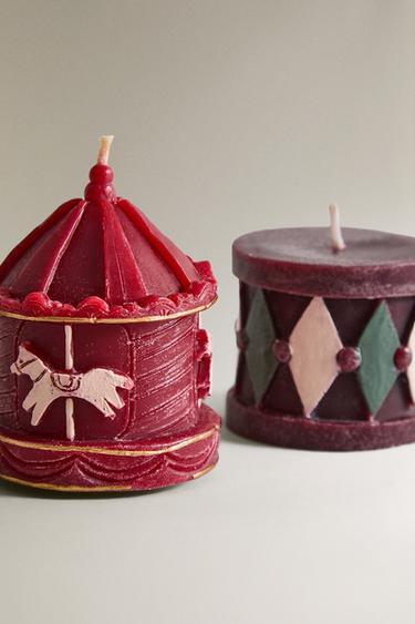 PACK OF GINGERBREAD SCENTED DRUM CANDLES (PACK OF 2) - Red by Zara - Image 2