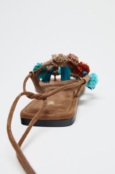 BEADED STRAPPY SANDALS - Multicoloured by Zara - Image 4