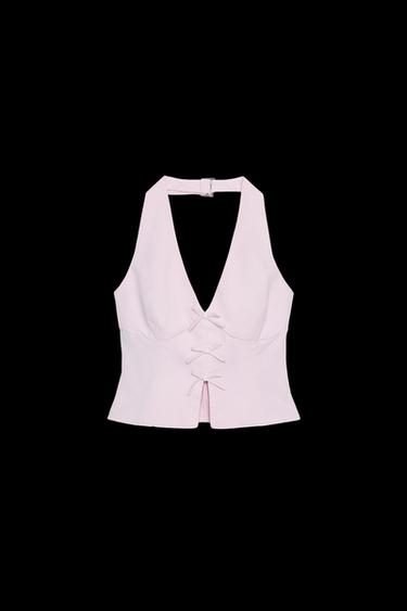 TOP CROPPED LAZOS - Rosa de Zara - Imagen 0