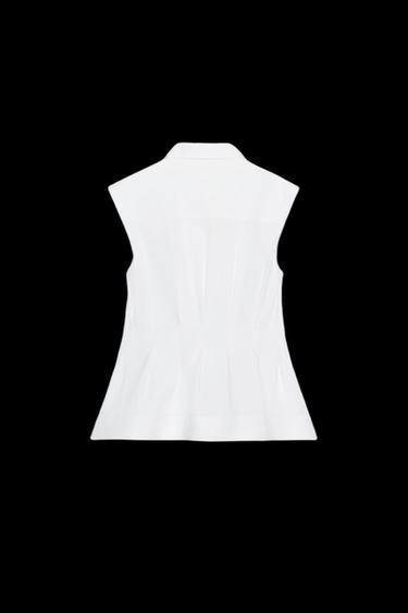 Zara PLEATED SLEEVELESS SHIRT ZW COLLECTION - White