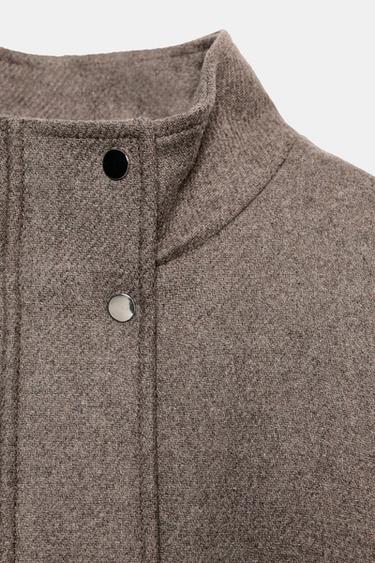 MANTEAU COURT AVEC LAINE ET CEINTURE - Vison foncé de Zara - Image 11