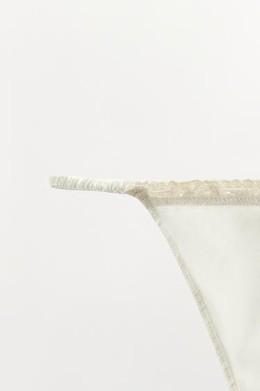 TANGA SOIE ET DENTELLE - Écru de Zara - Image 6