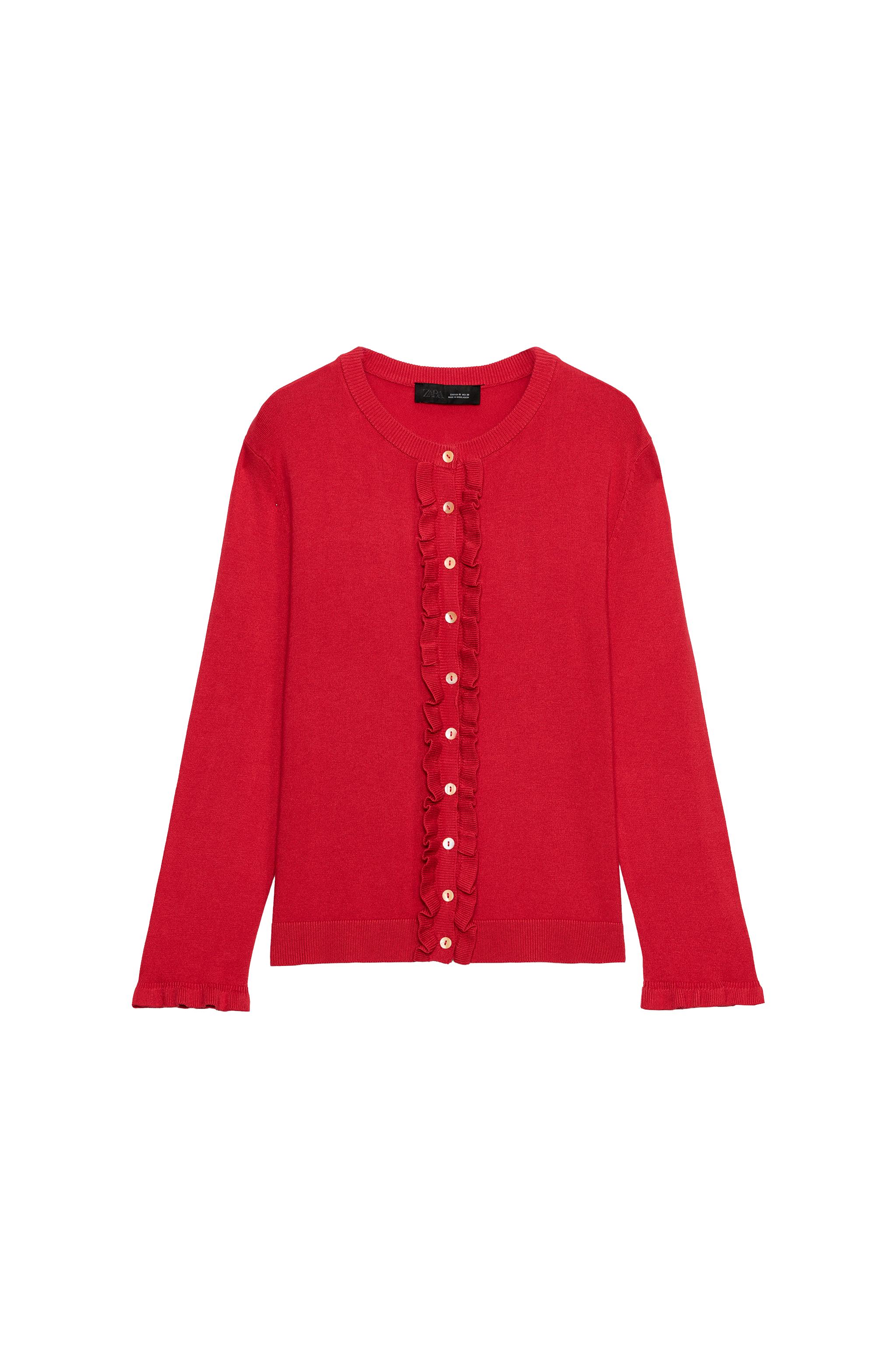 zara — CARDIGAN IN MAGLIA CON VOLANT
