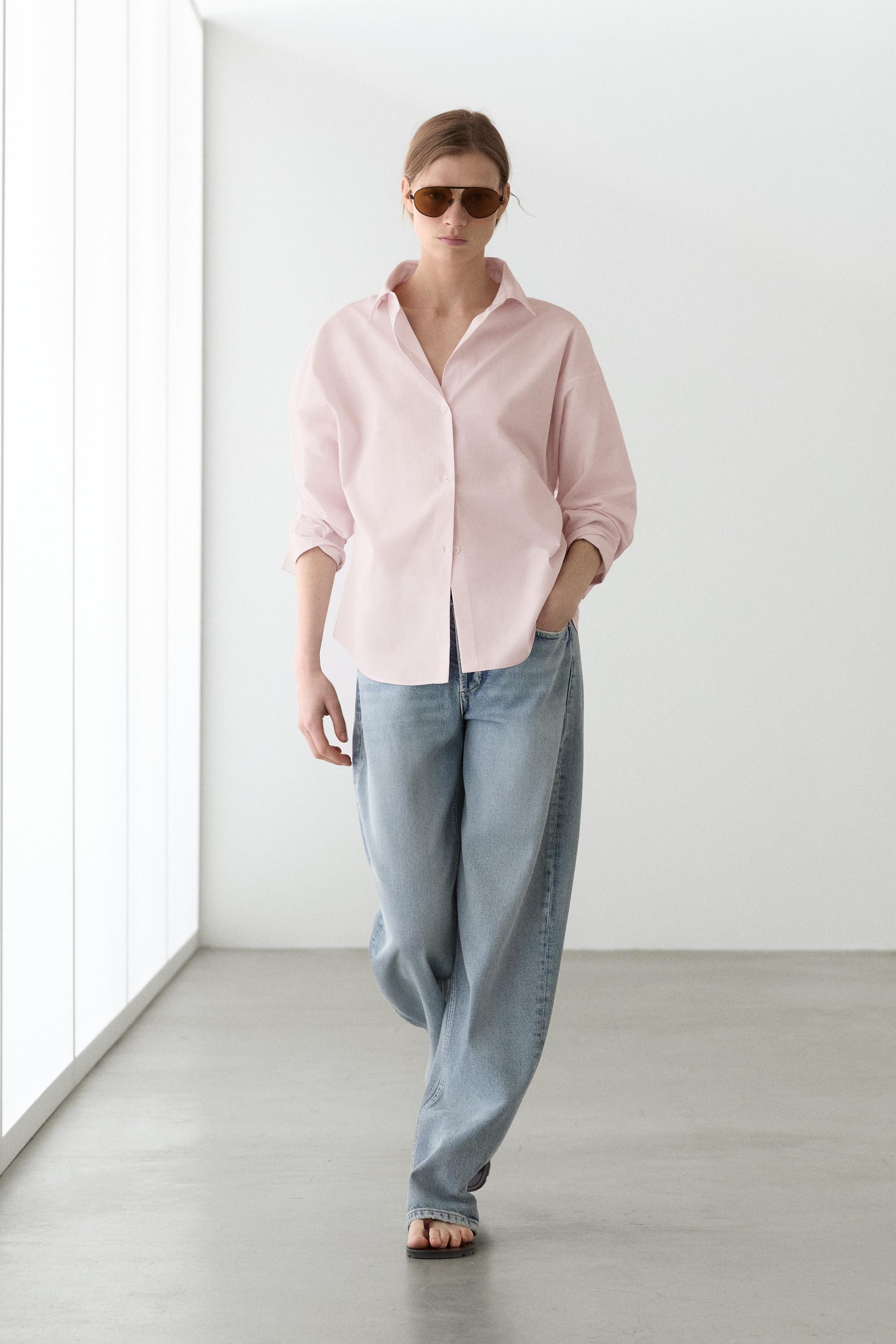 Cotton poplin shirt with dart detail