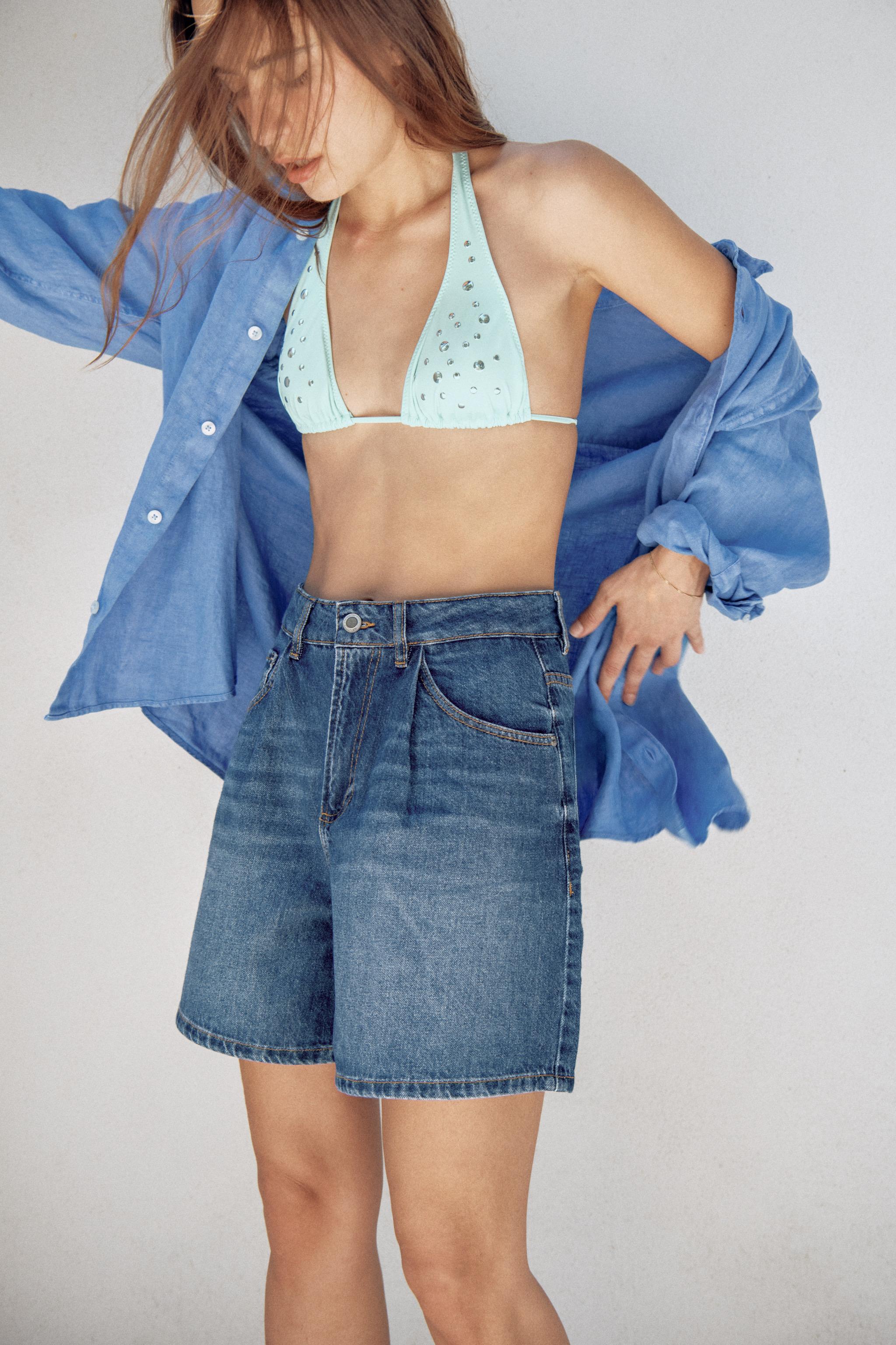 Женские шорты Zara ZW COLLECTION HIGH-WAIST DENIM SHORTS