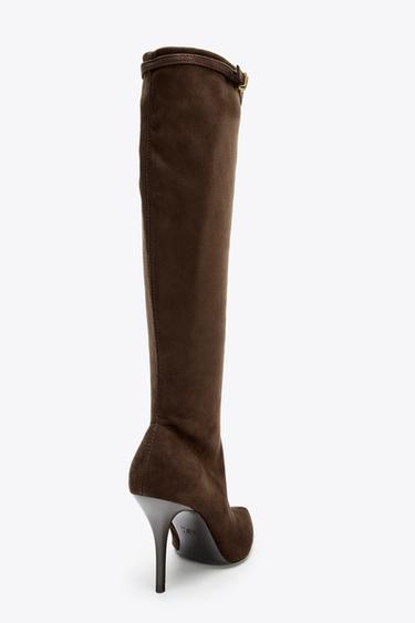 BUCKLED HIGH-HEEL BOOTS - Chocolate Brown by Zara - Image 5