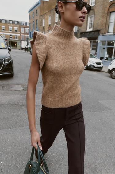 TOP AVEC LAINE ET VOLANTS - Camel clair de Zara - Image 2