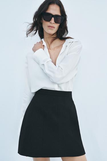 ZW COLLECTION SHORT TEXTURED SKIRT - Black by Zara - Image 0