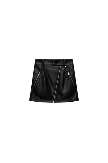 FAUX LEATHER BIKER SKIRT