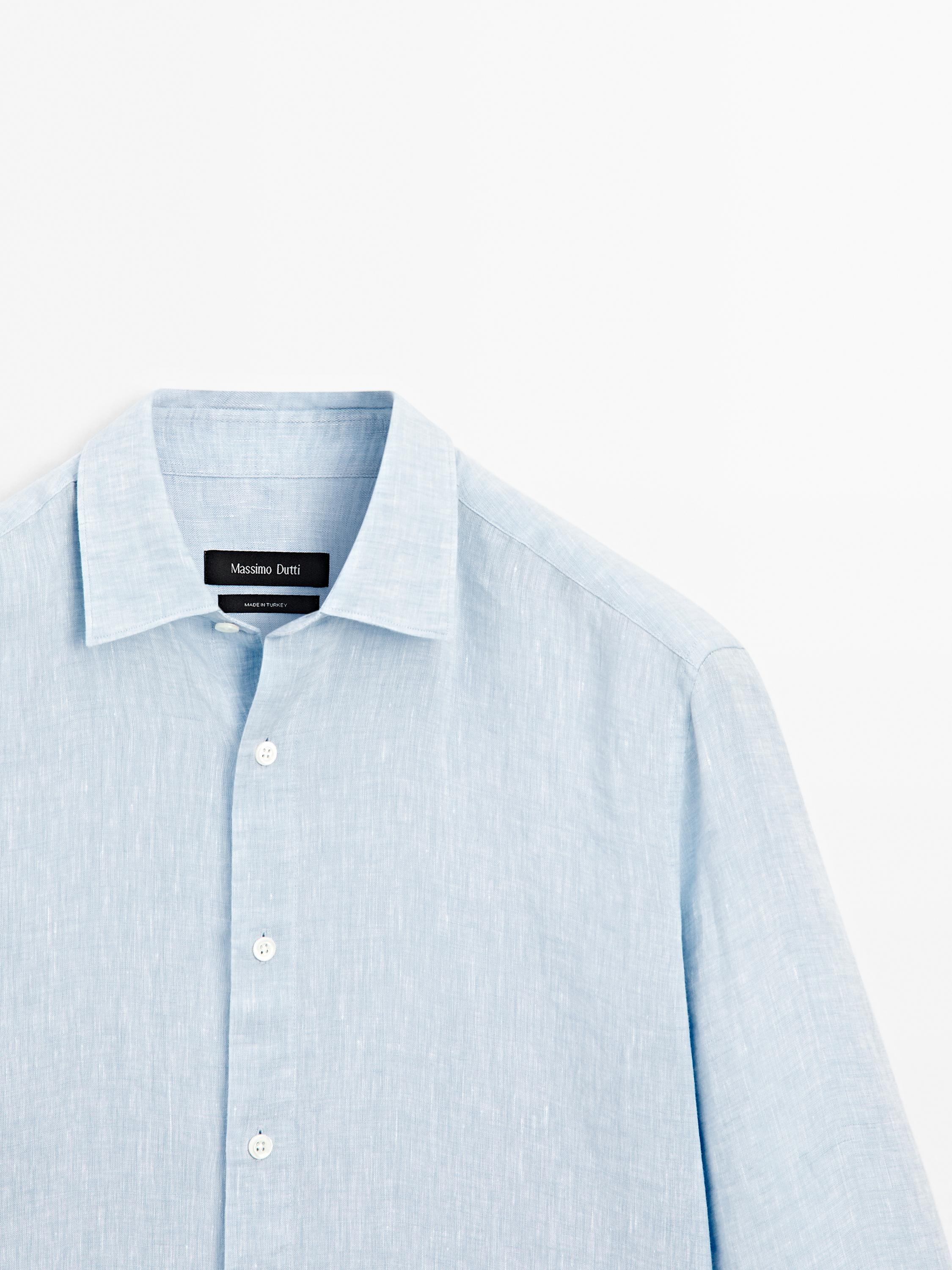 Slim-fit 100% linen shirt